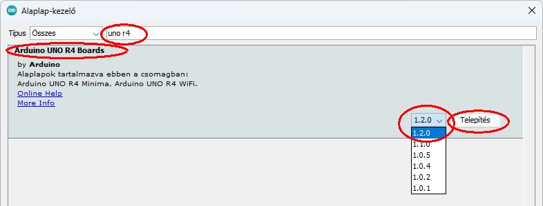 Arduino telepítése II. - Bővített processzortámogatás - Cseh Robert / TavIR UNO R4 board manager