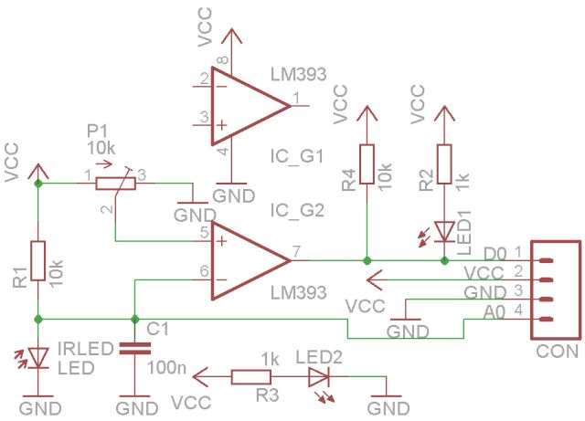 Lángérzékelő szenzor - Cseh Robert / TavIR Lángérzékelő modul - kapcsolási rajz