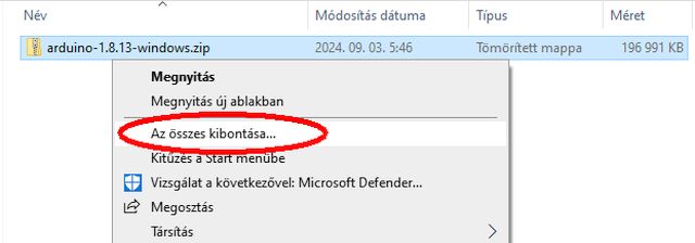 Az arduino 1.x kibontása