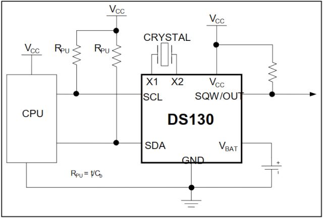 A DS1307 órachip (RTC) használata - Cseh Robert / TavIR DS1307 alkalmazása - schematic