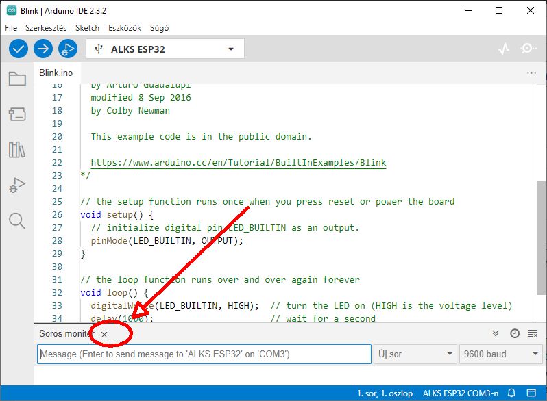 Gyakori hibák az Arduino 2.3.3 Serial Monitor használatakor – Előzmények és megoldások - Cseh Robert / TavIR A nyitott soros port bezárása manuálisan Arduino 2.3.3 alatt