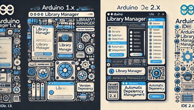 Arduino telepítése IV. - Library/könyvtár telepítése (eszközkezelők) - Cseh Robert / TavIR Az Arduino IDE 1.x és 2.x Library Manager felületeinek összehasonlítása. Az 1.x felület mechanikus és zsúfolt, míg a 2.x modern, letisztult, és automatikus függőségkezelést kínál.
