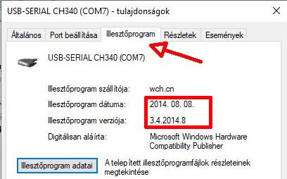 Illesztőprogram kiadás és verzió