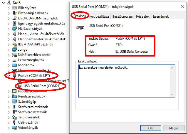 Hamisított USB illesztő chipek: a technológiai csalás új szintje - Cseh Robert / TavIR Windows Eszközkezelő képernyője, amelyen a