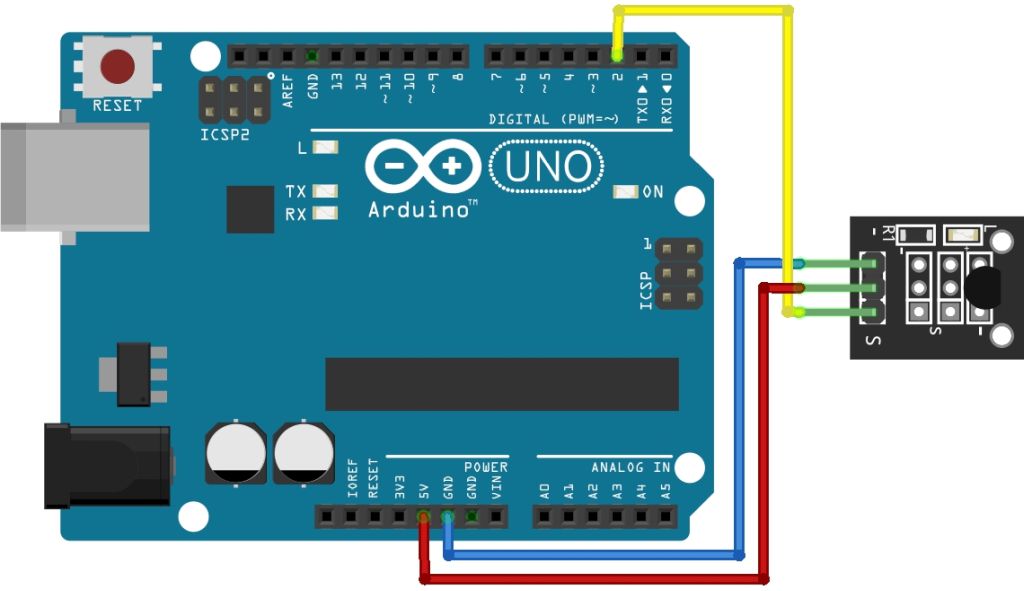 Hőmérsékletmérés DS18B20 és Arduino segítségével - Cseh Robert / TavIR DS18B20 hőmérséklet-érzékelő modul bekötése egy Arduino Uno mikrokontrollerrel, színes vezetékekkel