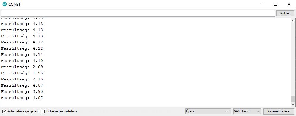 Fényérzékelés fotoellenállással - Cseh Robert / TavIR A kimeneti eredmény - a mért érték.