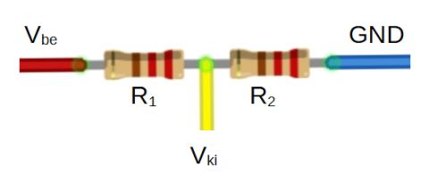 Fényérzékelés fotoellenállással - Cseh Robert / TavIR Egy feszültségosztó áramkör két ellenállással (R1 és R2)