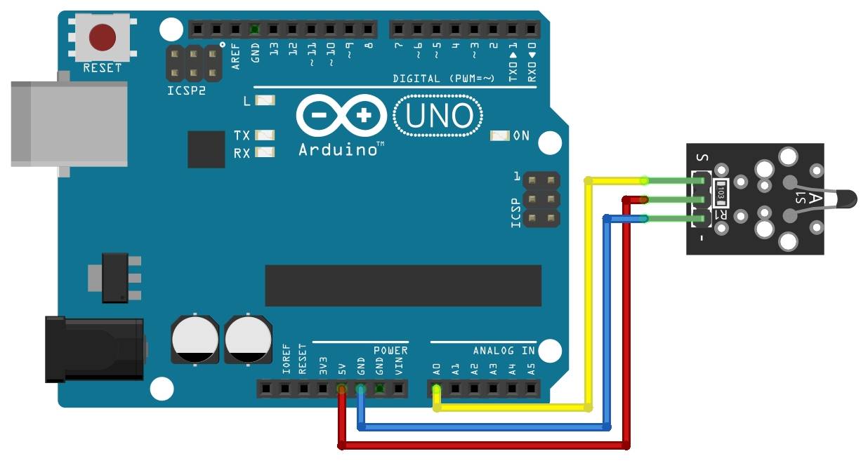 NTC hőmérő modul tesztelése Arduino-val – stabil analóg mérés alapjai (KY-013) - Cseh Robert / TavIR 09987 ntc connect - Cseh Robert / TavIR - NTC,hőmérő