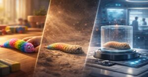 Egy képen keresztül mutatkozik be a Magic Worm játék fejlődése: gyerekkézből indulva a Mars porán át a jövő kutatólaborjáig – kulturális emlék