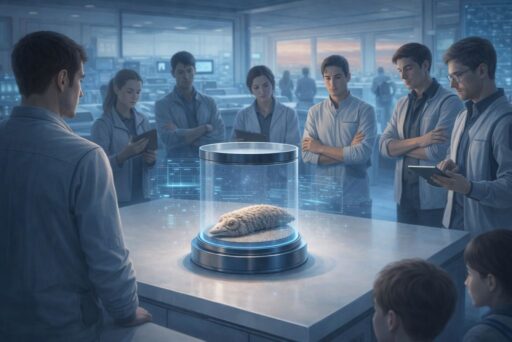 Tudósok veszik körül a Marsról előkerült, megkövült Csillagkukacot egy laboratóriumban