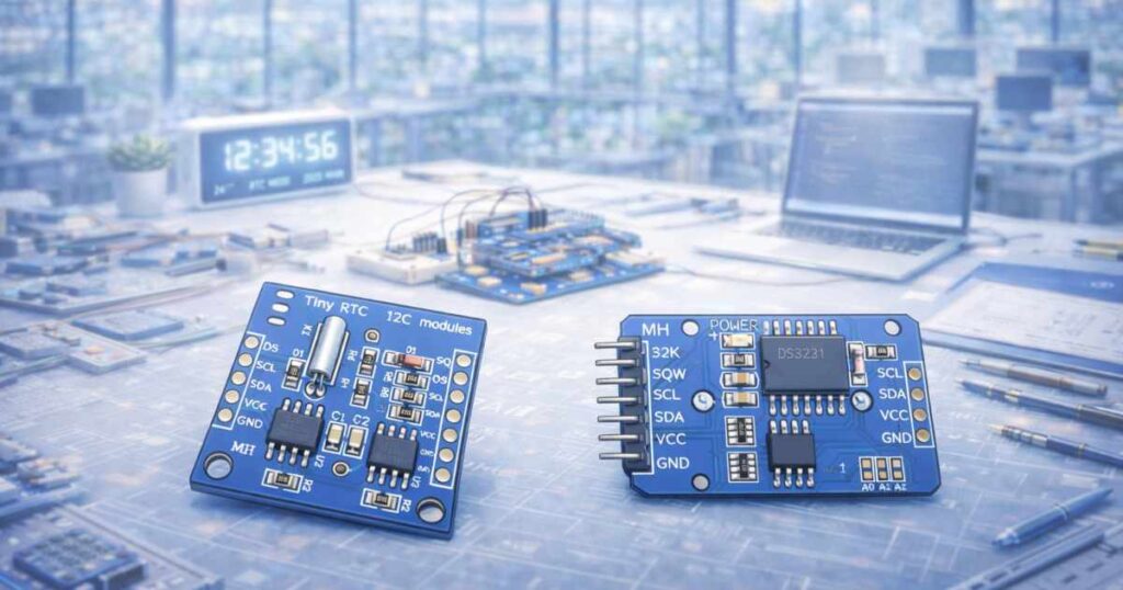 DS1307/DS3231 RTC modulok és az akku/elem
