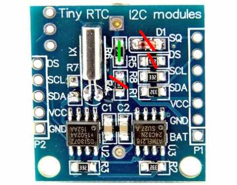 DS1307 modul módosítása elem használatakor