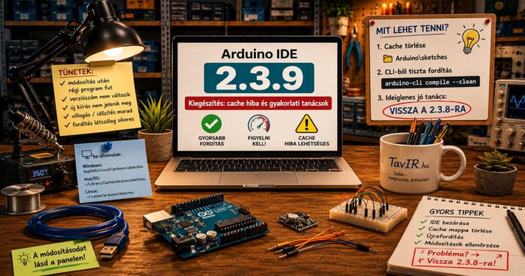 Arduino IDE 2.3.9 - ha a régi program fut tovább... - Cseh Robert / TavIR Arduino 2.3.9 - cache error